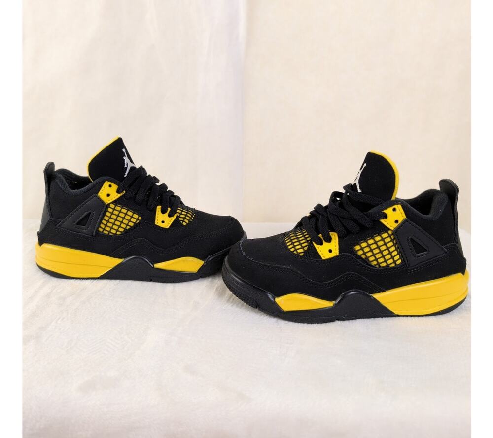 Jordan 4 Retro Thunder sneakers black yellow Size 11c Toddler shoes Sneakerhead